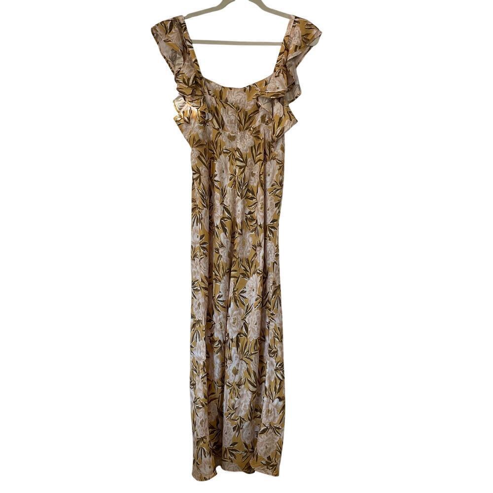 NWT Madewell Angelina Sleeveless Yellow Tan Maxi Floral Slip Dress Size 12 - Picture 2 of 11
